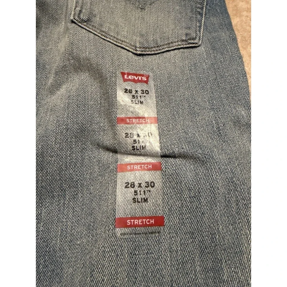 Levis Jeans Mens 28x30 511 White Oak Cone Denim Blue Slim Straight Fit NEW